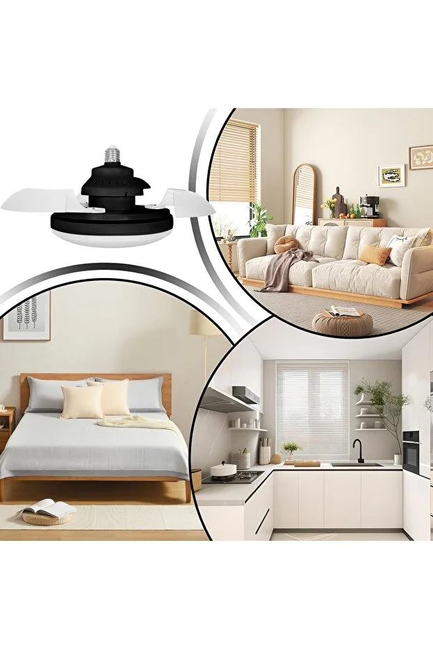 3 IŞIK RENKLİ LED IŞIKLI KATLANABİLİR HAYALET KANAT AKILLI TAVAN VANTİLATÖRÜ